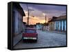 View Along Cobbled Street at Sunset, Trinidad, UNESCO World Hertitage Site, Cuba-Lee Frost-Framed Stretched Canvas