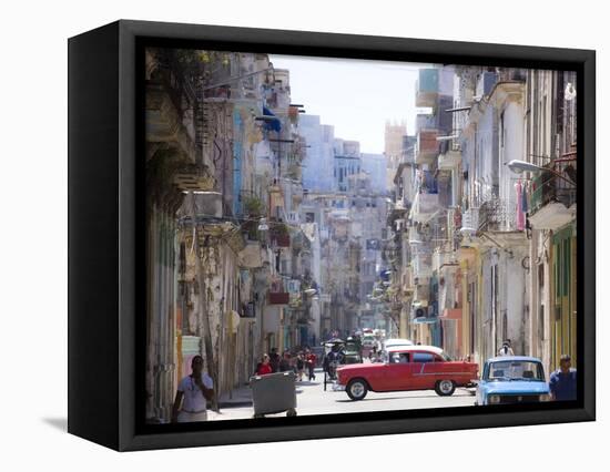 View Along Congested Street in Havana Centro, Cuba-Lee Frost-Framed Stretched Canvas