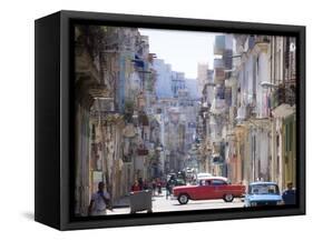 View Along Congested Street in Havana Centro, Cuba-Lee Frost-Framed Stretched Canvas