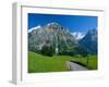 View Along Path Through Fields to the Schreckhorn and Fiescherhorner, Swiss Alps, Switzerland-Ruth Tomlinson-Framed Photographic Print