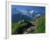 View Along Path to Snow Covered Summit of the Jungfrau, Schynige Platte, Bern, Switzerland-Tomlinson Ruth-Framed Photographic Print