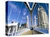 View Along Pedestrian Suspension Bridge at Salford Quays, Salford, Manchester, England-Lee Frost-Stretched Canvas