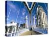 View Along Pedestrian Suspension Bridge at Salford Quays, Salford, Manchester, England-Lee Frost-Stretched Canvas