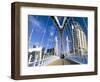 View Along Pedestrian Suspension Bridge at Salford Quays, Salford, Manchester, England-Lee Frost-Framed Photographic Print