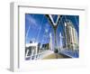 View Along Pedestrian Suspension Bridge at Salford Quays, Salford, Manchester, England-Lee Frost-Framed Photographic Print