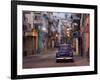 View Along Quiet Street at Dawn Showing Old American Car and Street Lights Still On, Havana, Cuba-Lee Frost-Framed Photographic Print