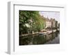 View Along River Dijver Towards Bridge of St. John of Nepomucenus, Bruges, Flanders, Belgium-Lee Frost-Framed Photographic Print