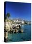 View Along Rock Coast to Town and Mountains, Nerja, Malaga, Andalucia, Spain, Mediterranean-Ruth Tomlinson-Stretched Canvas