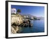 View Along Rocky Coast to Town and Mountains, Nerja, Malaga Area, Costa Del Sol, Andalucia, Spain-Ruth Tomlinson-Framed Photographic Print