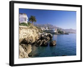 View Along Rocky Coast to Town and Mountains, Nerja, Malaga Area, Costa Del Sol, Andalucia, Spain-Ruth Tomlinson-Framed Photographic Print