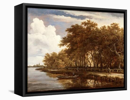 View Along the Amstel, C.1660-Meindert Hobbema-Framed Stretched Canvas