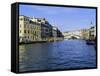 View Along the Grand Canal Towards the Rialto Bridge, Veneto, Italy-Lee Frost-Framed Stretched Canvas