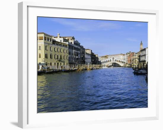 View Along the Grand Canal Towards the Rialto Bridge, Veneto, Italy-Lee Frost-Framed Photographic Print