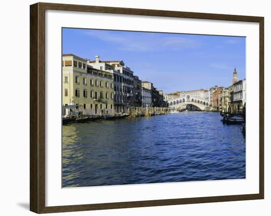 View Along the Grand Canal Towards the Rialto Bridge, Veneto, Italy-Lee Frost-Framed Photographic Print