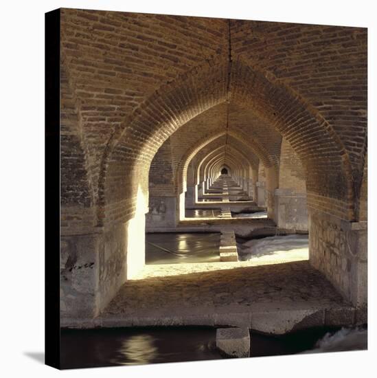 View Along the Inside of the Khaju Bridge Dam, Safavid Period-null-Stretched Canvas