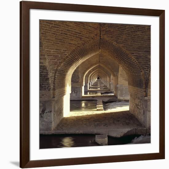 View Along the Inside of the Khaju Bridge Dam, Safavid Period-null-Framed Giclee Print