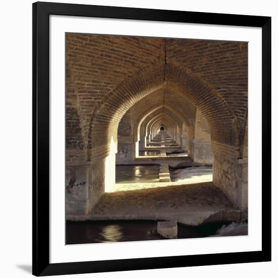 View Along the Inside of the Khaju Bridge Dam, Safavid Period-null-Framed Giclee Print