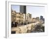 View Along the Malecon, People Sitting on the Seawall Enjoying the Evening Sunshine, Havana, Cuba-Lee Frost-Framed Photographic Print