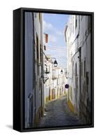 View Along the Medieval Cobbled Street of Rua Do Moeda in Historic Centre of Evora-Alex Robinson-Framed Stretched Canvas