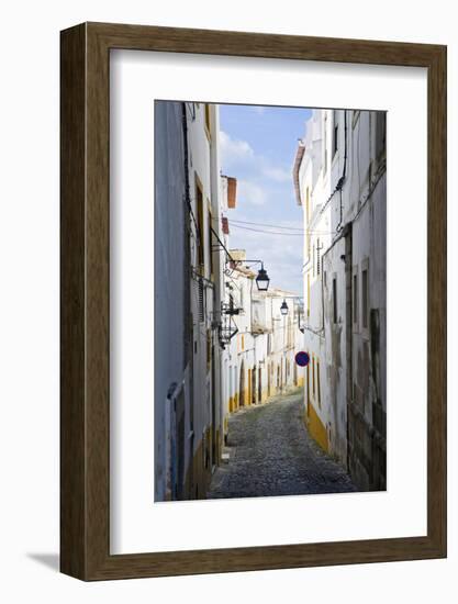 View Along the Medieval Cobbled Street of Rua Do Moeda in Historic Centre of Evora-Alex Robinson-Framed Photographic Print