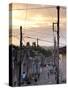 View Along Traditional Cobbled Street at Sunset, Trinidad, Cuba, West Indies, Central America-Lee Frost-Stretched Canvas