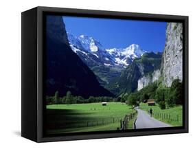 View Along Valley to the Breithorn, Lauterbrunnen, Bern, Switzerland-Ruth Tomlinson-Framed Stretched Canvas