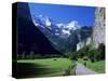 View Along Valley to the Breithorn, Lauterbrunnen, Bern, Switzerland-Ruth Tomlinson-Stretched Canvas