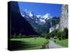 View Along Valley to the Breithorn, Lauterbrunnen, Bern, Switzerland-Ruth Tomlinson-Stretched Canvas