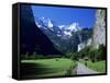 View Along Valley to the Breithorn, Lauterbrunnen, Bern, Switzerland-Ruth Tomlinson-Framed Stretched Canvas