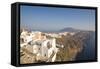 View Along Volcanic Cliffs Towards Distant Fira, Imerovigli, Santorini (Thira) (Thera)-Ruth Tomlinson-Framed Stretched Canvas