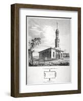 View and Ground Plan of the Church of St Peter Newington, Southwark, London, 1824-P Simonau-Framed Giclee Print