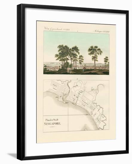 View and Map of the East Indian Establishment Singapore-null-Framed Giclee Print