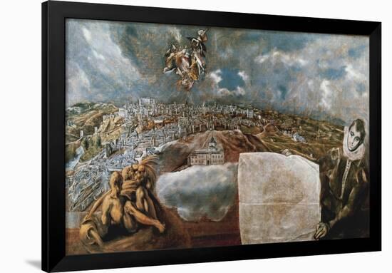 View and Map of the Town of Toledo, C. 1610-14-El Greco-Framed Giclee Print