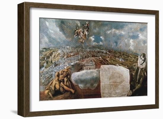 View and Map of the Town of Toledo, C. 1610-14-El Greco-Framed Giclee Print