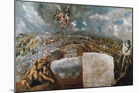 View and Map of the Town of Toledo, C. 1610-14-El Greco-Mounted Giclee Print