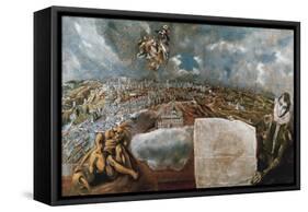 View and Map of the Town of Toledo, C. 1610-14-El Greco-Framed Stretched Canvas