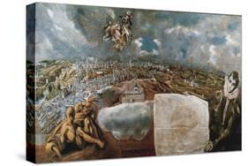 View and Map of the Town of Toledo, C. 1610-14-El Greco-Stretched Canvas