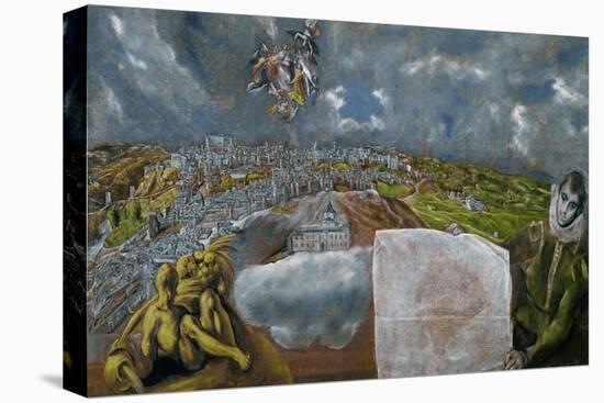 View and Map of Toledo-El Greco-Stretched Canvas