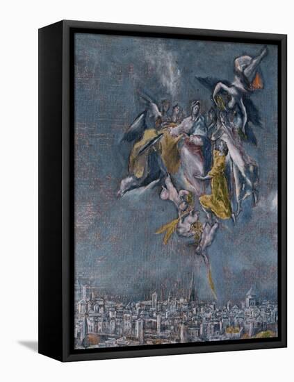 View and Map of Toledo-El Greco-Framed Stretched Canvas