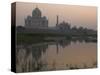 View at Dusk Across the Yamuna River of the Taj Mahal, Agra, Uttar Pradesh State, India-Eitan Simanor-Stretched Canvas
