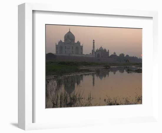 View at Dusk Across the Yamuna River of the Taj Mahal, Agra, Uttar Pradesh State, India-Eitan Simanor-Framed Photographic Print