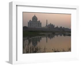 View at Dusk Across the Yamuna River of the Taj Mahal, Agra, Uttar Pradesh State, India-Eitan Simanor-Framed Photographic Print