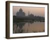 View at Dusk Across the Yamuna River of the Taj Mahal, Agra, Uttar Pradesh State, India-Eitan Simanor-Framed Photographic Print