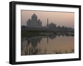 View at Dusk Across the Yamuna River of the Taj Mahal, Agra, Uttar Pradesh State, India-Eitan Simanor-Framed Photographic Print