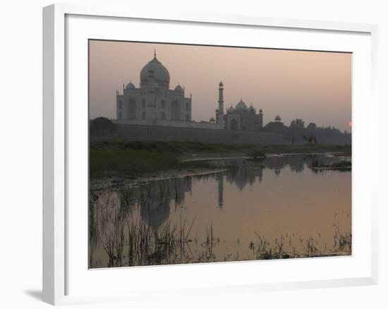 View at Dusk Across the Yamuna River of the Taj Mahal, Agra, Uttar Pradesh State, India-Eitan Simanor-Framed Photographic Print