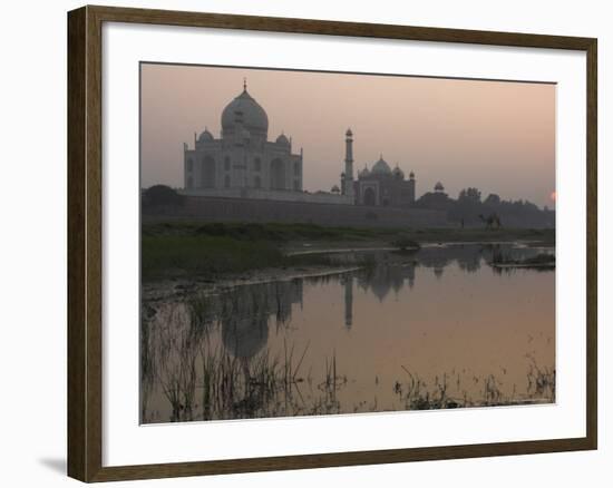View at Dusk Across the Yamuna River of the Taj Mahal, Agra, Uttar Pradesh State, India-Eitan Simanor-Framed Photographic Print