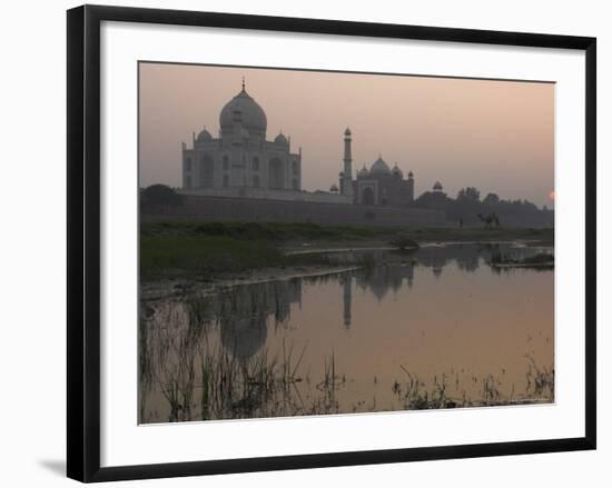 View at Dusk Across the Yamuna River of the Taj Mahal, Agra, Uttar Pradesh State, India-Eitan Simanor-Framed Photographic Print