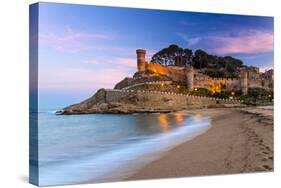 View at Dusk of Vila Vella, the Medieval Old Town of Tossa Del Mar, Costa Brava, Catalonia, Spain-Stefano Politi Markovina-Stretched Canvas