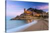 View at Dusk of Vila Vella, the Medieval Old Town of Tossa Del Mar, Costa Brava, Catalonia, Spain-Stefano Politi Markovina-Stretched Canvas