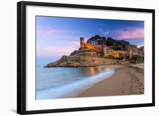 View at Dusk of Vila Vella, the Medieval Old Town of Tossa Del Mar, Costa Brava, Catalonia, Spain-Stefano Politi Markovina-Framed Photographic Print